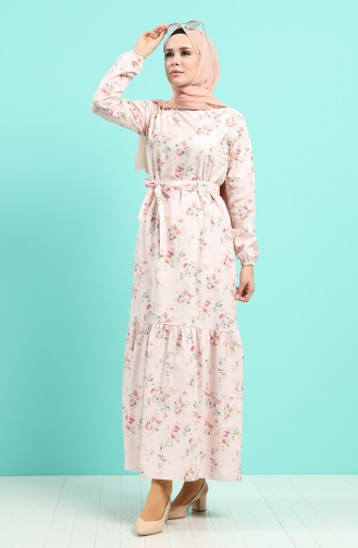 Floral Print Dress 4610-03 Powder 4610-03