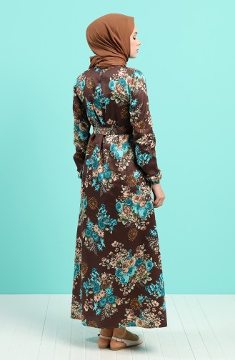 Floral Print Dress 4630-01 Brown 4630-01