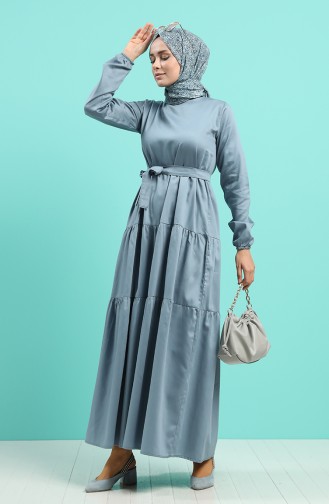 Dunkel-Türkis Hijab Kleider 4639-03