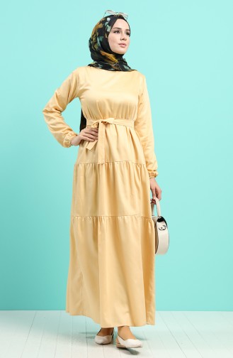 Mustard İslamitische Jurk 4639-04