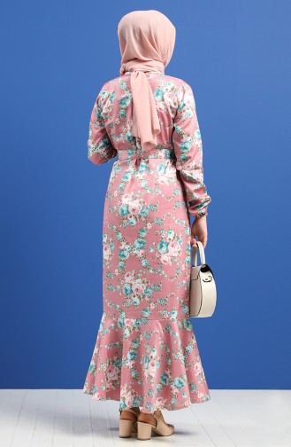 Beige-Rose Hijab Kleider 4650-01