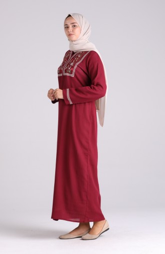 Embroidered Chile Cloth Dress 6000-05 Burgundy 6000-05