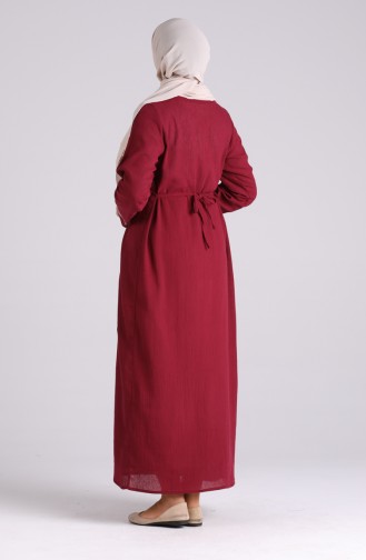 Embroidered Chile Cloth Dress 6000-05 Burgundy 6000-05