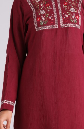 Embroidered Chile Cloth Dress 6000-05 Burgundy 6000-05