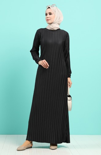 Schwarz Hijab Kleider 4204-01