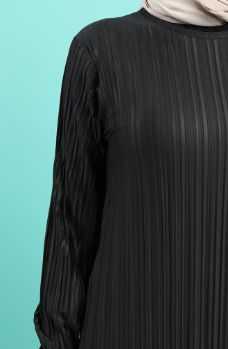 Piliseli Elbise 4204-01 Siyah