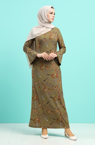 Khaki Hijab Kleider 4331F-01
