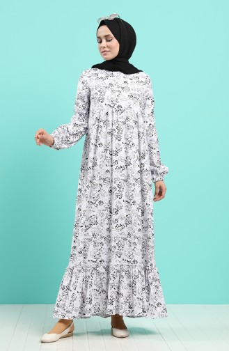 Linen Dress with Free Mask 1405-04 Ecru Black 1405-04