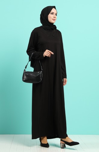 Schwarz Hijab Kleider 4522-04