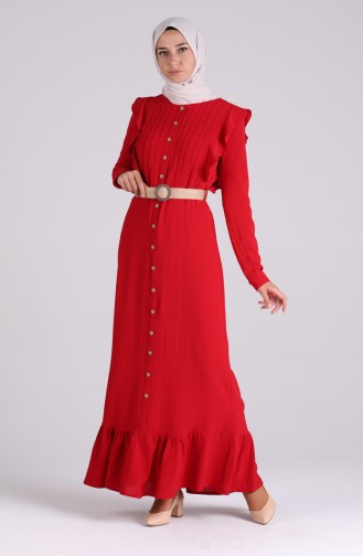 Button-down Belt Dress 5017-09 Red 5017-09