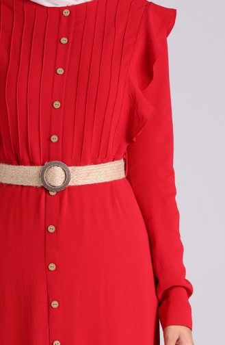 Button-down Belt Dress 5017-09 Red 5017-09