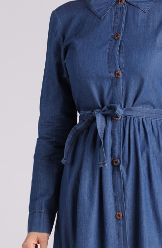 Button-down Jeans Dress 5006-01 Navy Blue 5006-01