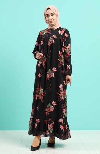 Floral Print Dress 5150-03 Black 5150-03