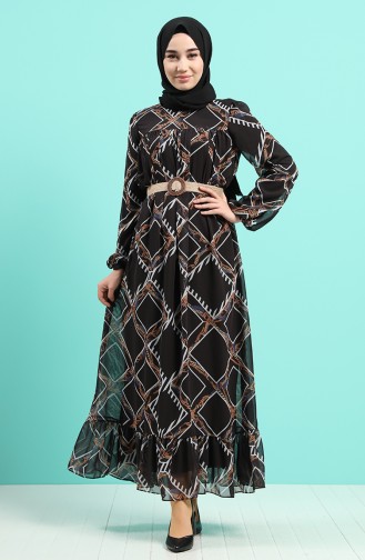 Schwarz Hijab Kleider 5153-01