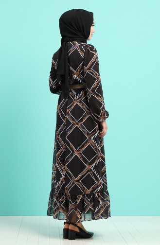 Schwarz Hijab Kleider 5153-01
