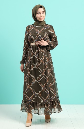 Khaki Hijab Kleider 5153-02