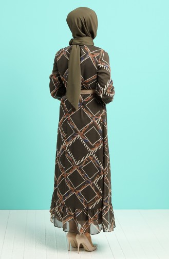 Khaki Hijab Kleider 5153-02