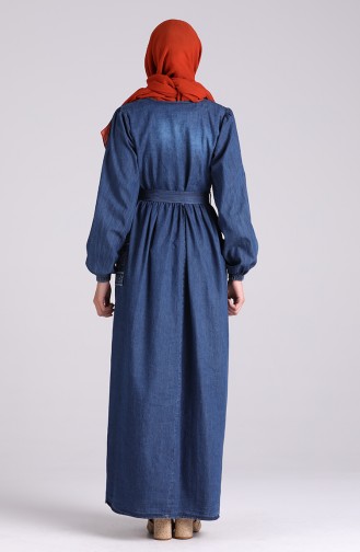 Navy Blue Hijab Dress 7032-01