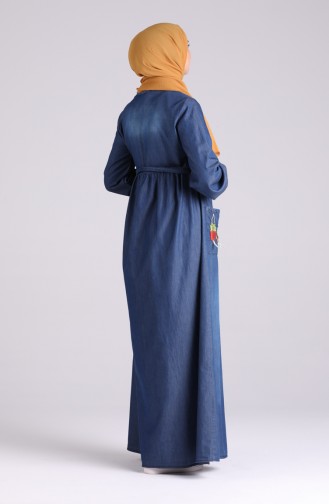 Navy Blue Hijab Dress 8001-02