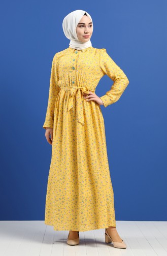 Mustard Hijab Dress 8070-05