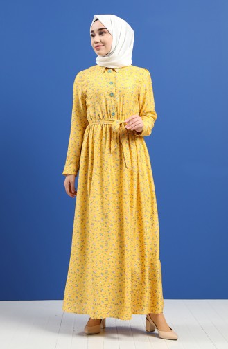 Mustard Hijab Dress 8070-05