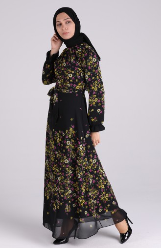 Schwarz Hijab Kleider 60168-01