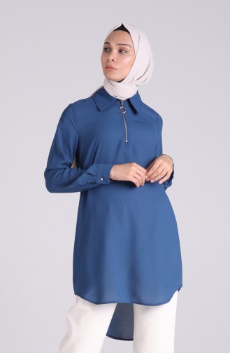 Aerobin Kumaş Asimetrik Tunik 5551-02 İndigo