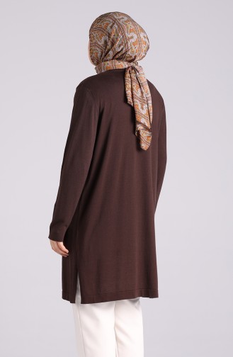 İnce Triko Tunik 1103-01 Kahverengi