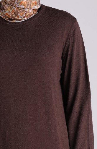 İnce Triko Tunik 1103-01 Kahverengi