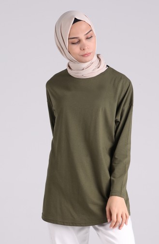 Düz Basic Tunik 4007-03 Haki