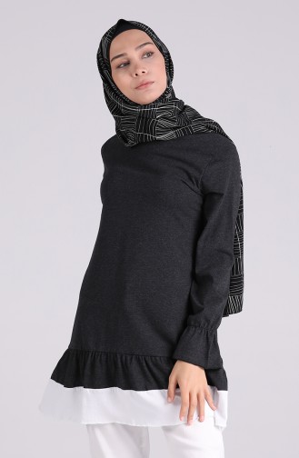 Büzgülü Basic Tunik 4008-02 Füme