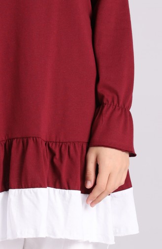 Büzgülü Basic Tunik 4008-06 Bordo