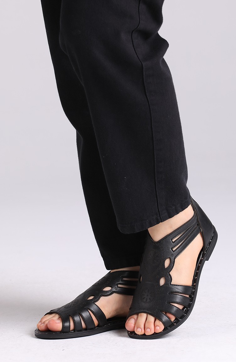 black summer sandals