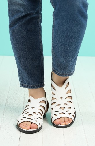 White Summer Sandals 0011-01