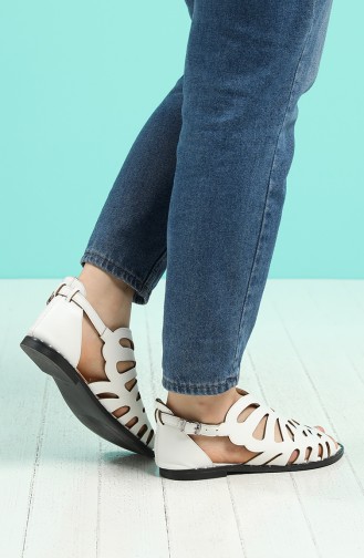 White Summer Sandals 0011-01