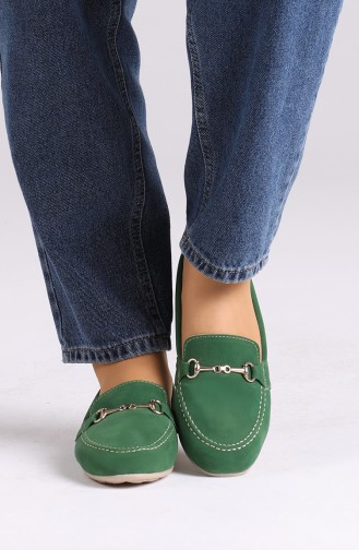 Green Women`s Flats 0403-10