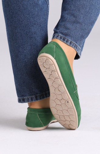 Green Women`s Flats 0403-10