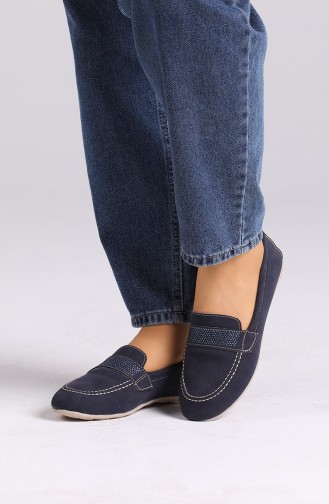 Navy Blue Woman Flat Shoe 0405-10