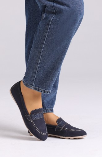 Navy Blue Woman Flat Shoe 0405-10