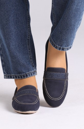 Navy Blue Women`s Flats 0405-10