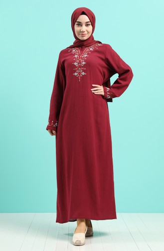 Weinrot Hijab Kleider 0074-06
