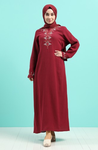 Claret Red Hijab Dress 0074-06