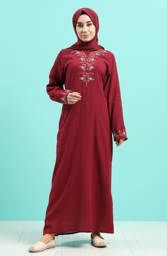 Claret Red Hijab Dress 0074-06