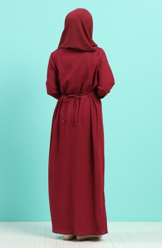 Weinrot Hijab Kleider 0074-06