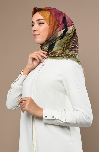 Desenli Çekme Cotton Eşarp 2533-05 Sütlü kahve