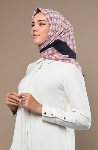 Desenli Çekme Cotton Eşarp 2534-06 Lacivert