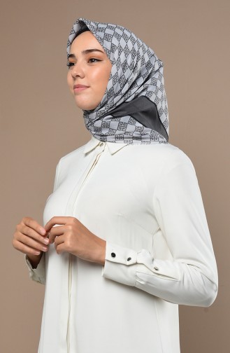 Desenli Çekme Cotton Eşarp 2534-08 Füme