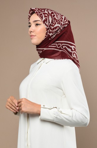 Desenli Flamlı Eşarp 90650-05 Bordo