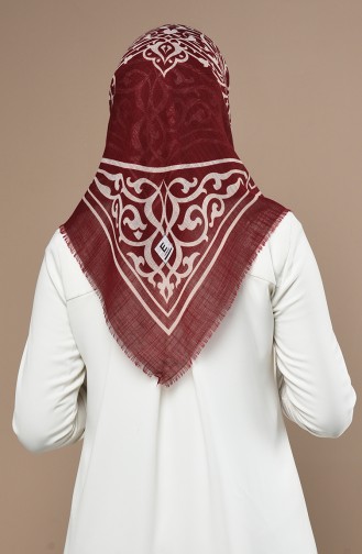 Desenli Flamlı Eşarp 90650-05 Bordo