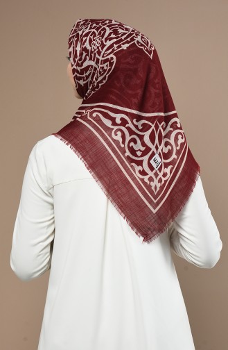 Desenli Flamlı Eşarp 90650-05 Bordo